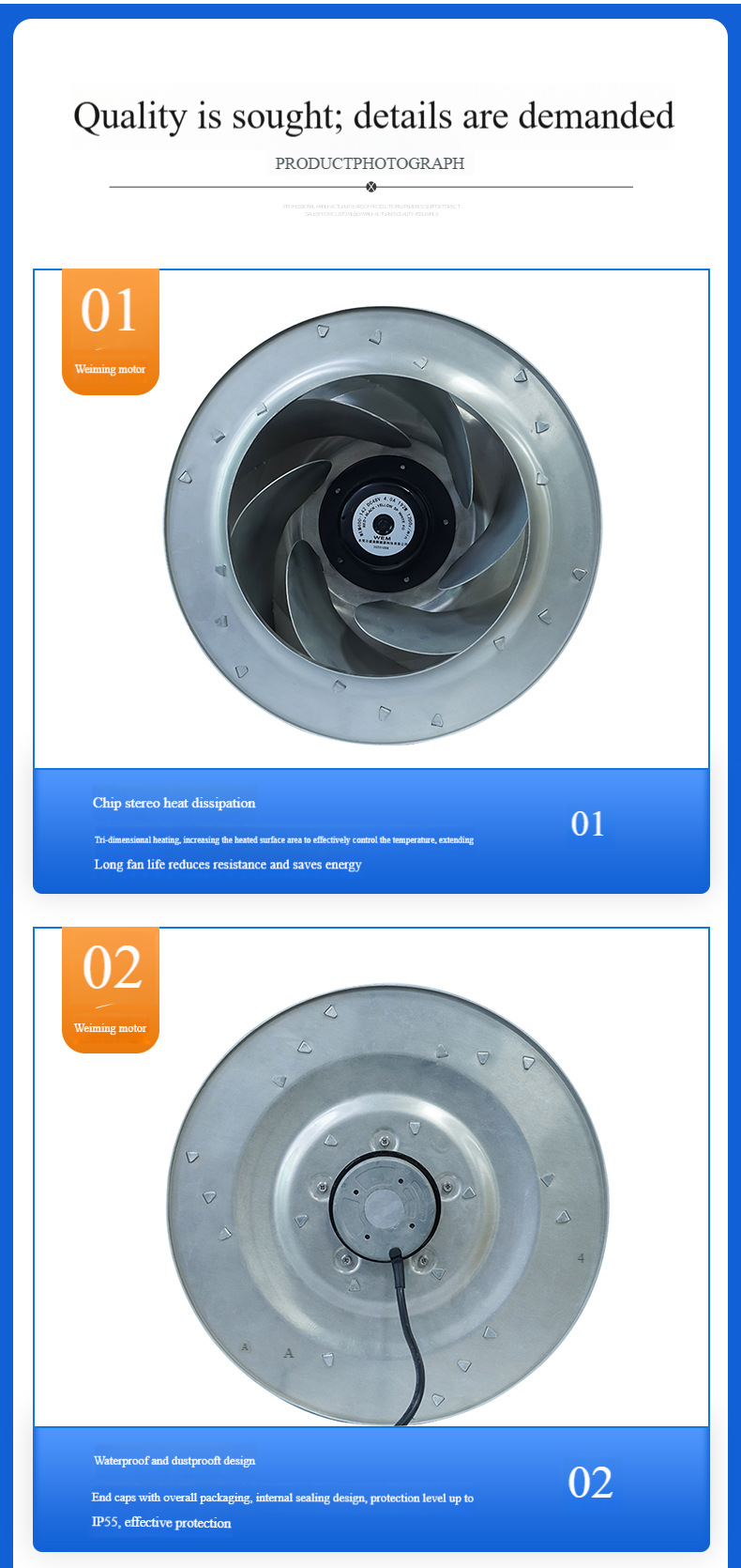 DC Brushless Centrifugal Blower Backward Curved 250-75 2 DCFans 250 75 1