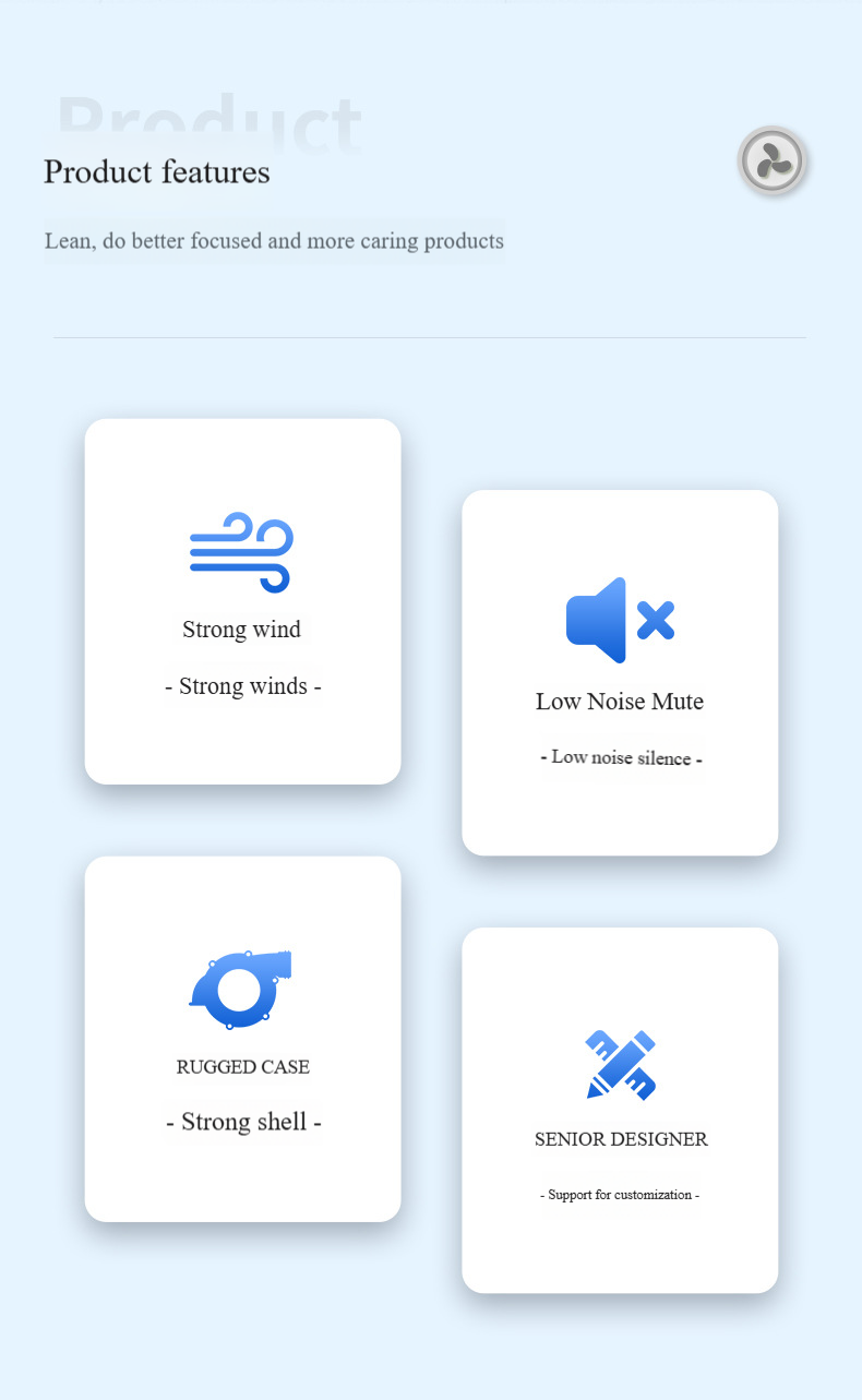 DC Brushless Centrifugal Blower Backward Curved 250-75 4 DCfans Product Features